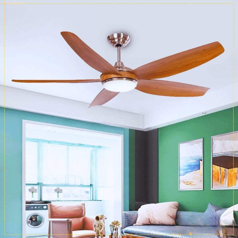 Quạt Trần Đèn 5 Cánh Nhựa Màu Vân Gỗ RQT-410